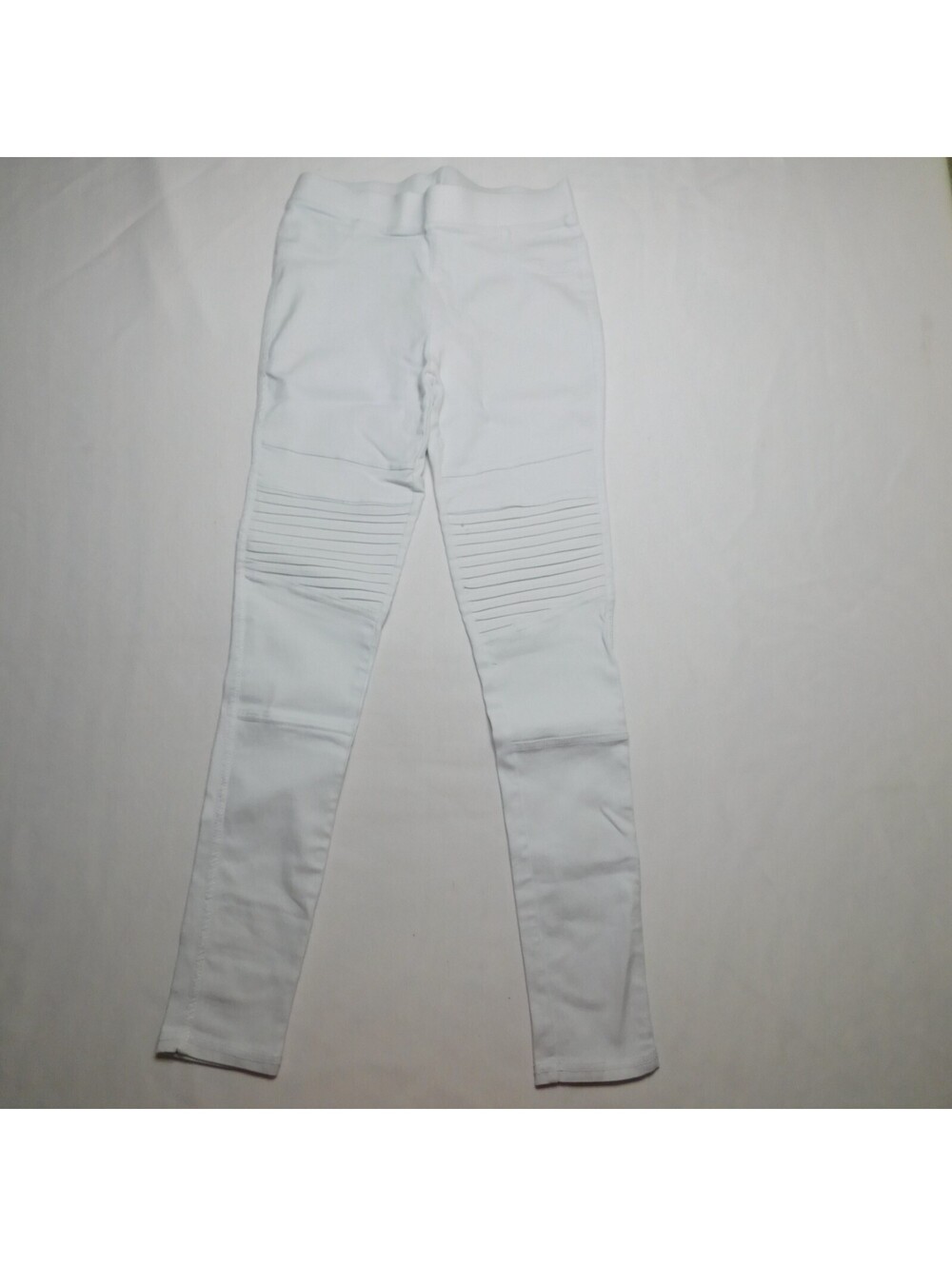 New Mix Womens Moto Skinny Pants Size S M White Ribbed Biker Leggings High Stret